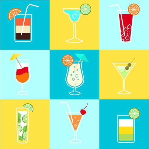 Cocktails partij Icons Set vector