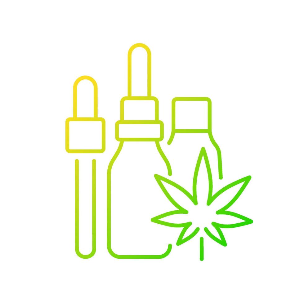 hennep olie tinctuur verloop lineaire vector pictogram. marihuana-extract. medicinale cannabis. geconcentreerde vloeistof. dunne lijn kleur symbool. moderne stijlpictogram. vector geïsoleerde overzichtstekening