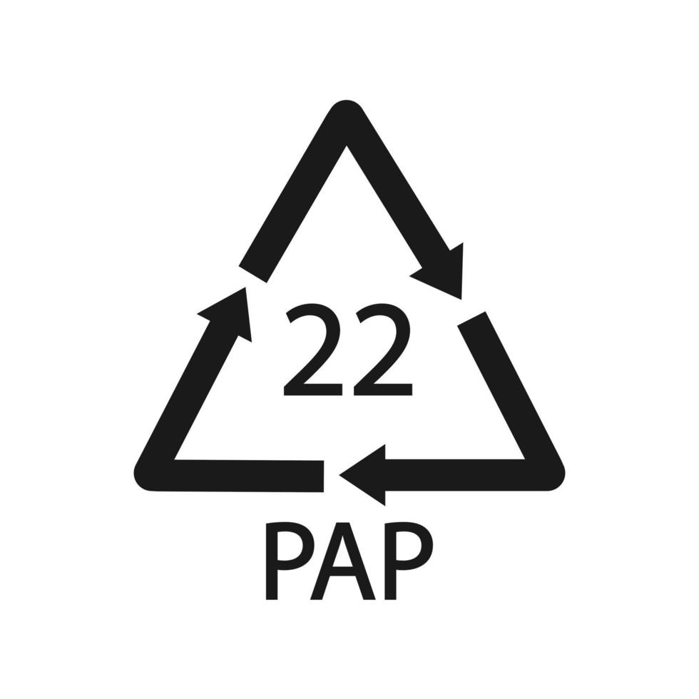 papier recycling symbool pap 22. vectorillustratie. vector