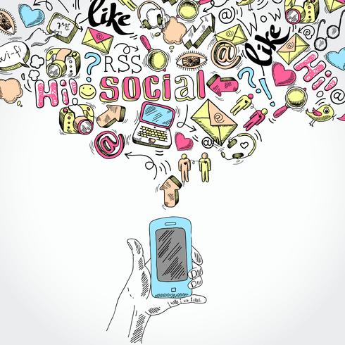 Mobiele sociale media-applicaties voor smartphones vector