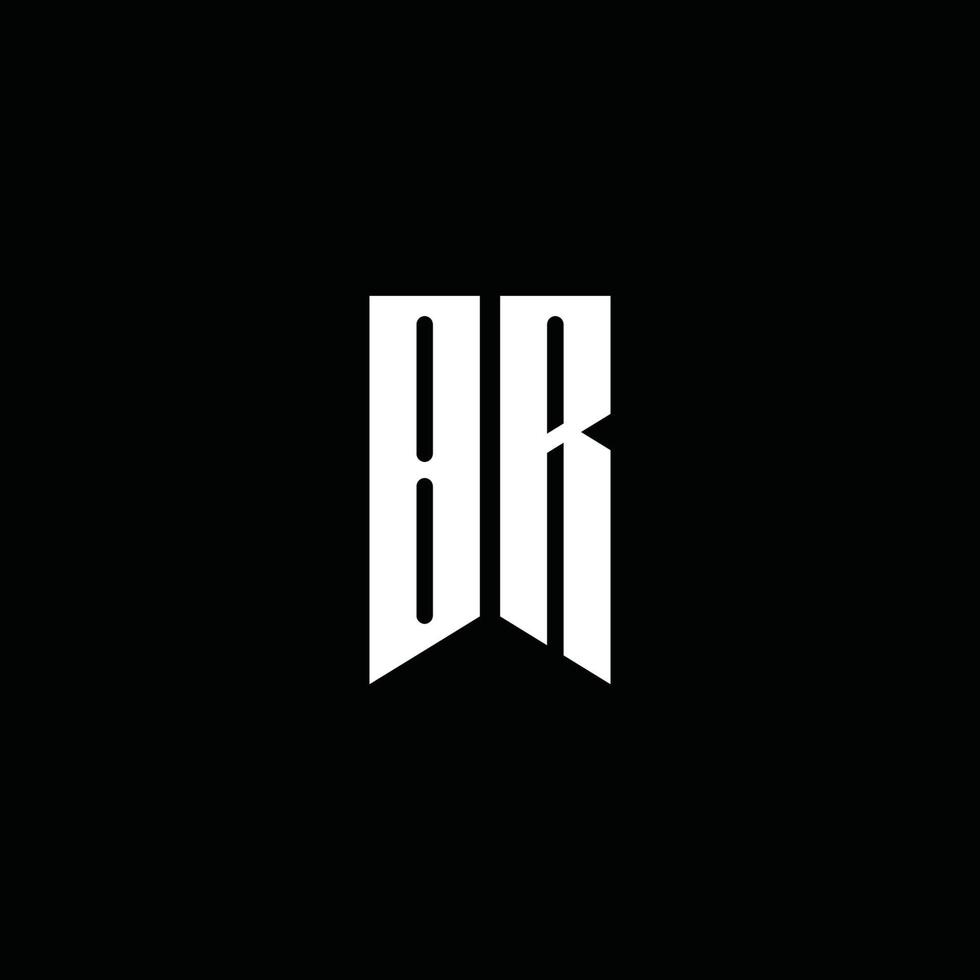 br logo monogram met embleem stijl geïsoleerd op zwarte achtergrond vector