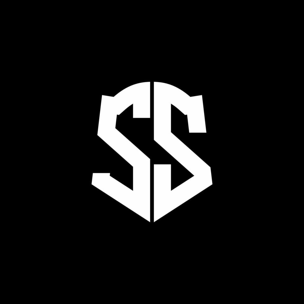 SS monogram brief logo lint met schild stijl geïsoleerd op zwarte achtergrond vector