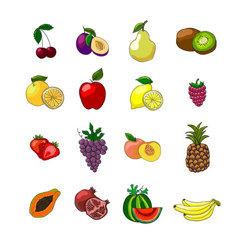 Fruit pictogrammen instellen vector