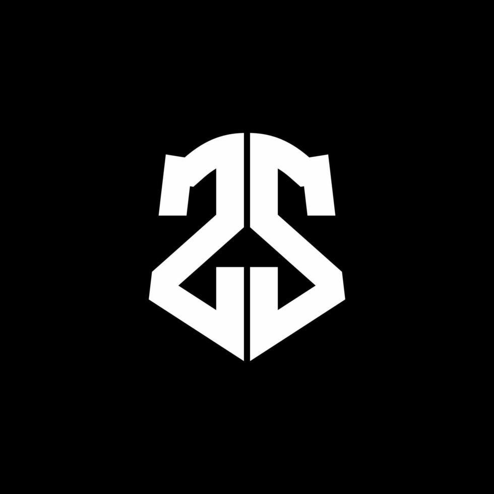 Zs monogram brief logo lint met schild stijl geïsoleerd op zwarte achtergrond vector