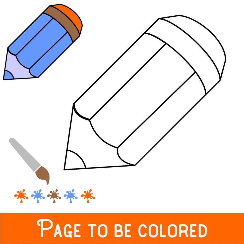 grappig potlood om in te kleuren, het kleurboek voor kleuters met eenvoudig educatief spelniveau. vector