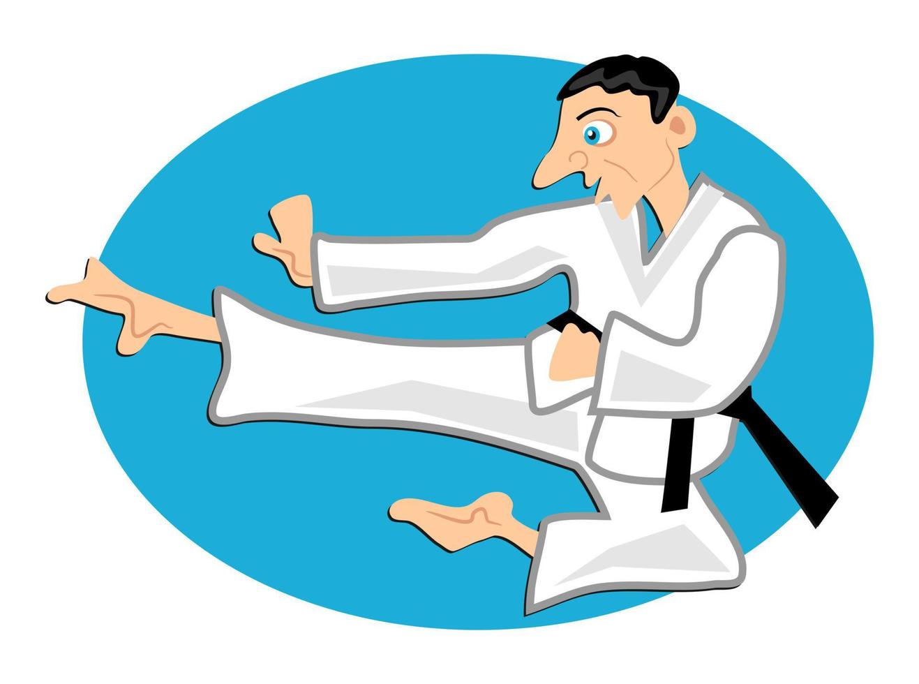 vliegende zijkick karate man vector