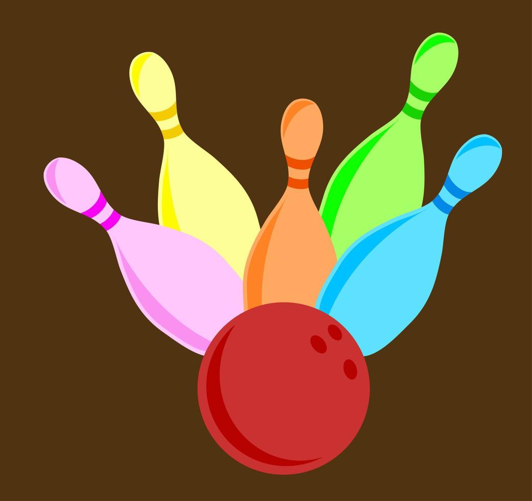 kleurrijke tien-pins bowlingbaan en pinnen vector