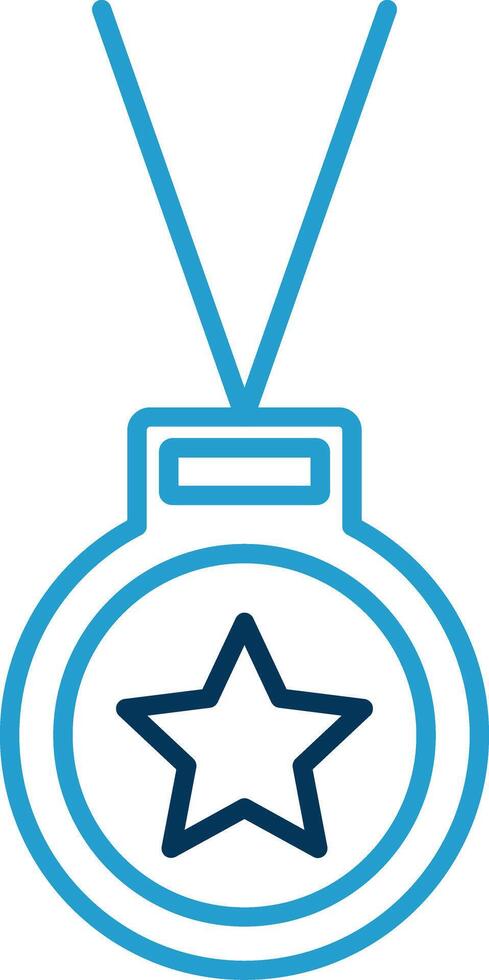 medaille lijn blauw twee kleur icoon vector