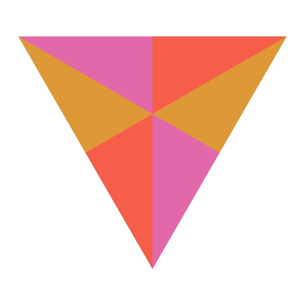 cartoon driehoek logo in vlakke stijl geïsoleerd op een witte achtergrond. geometrisch pictogram, geosymbool. vector