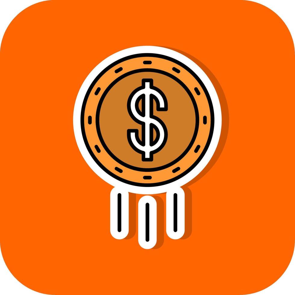 dollar munt gevulde oranje achtergrond icoon vector