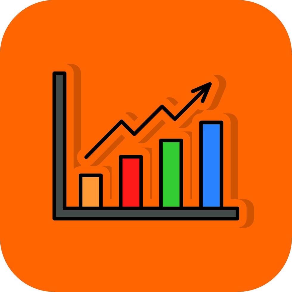 groei diagram gevulde oranje achtergrond icoon vector