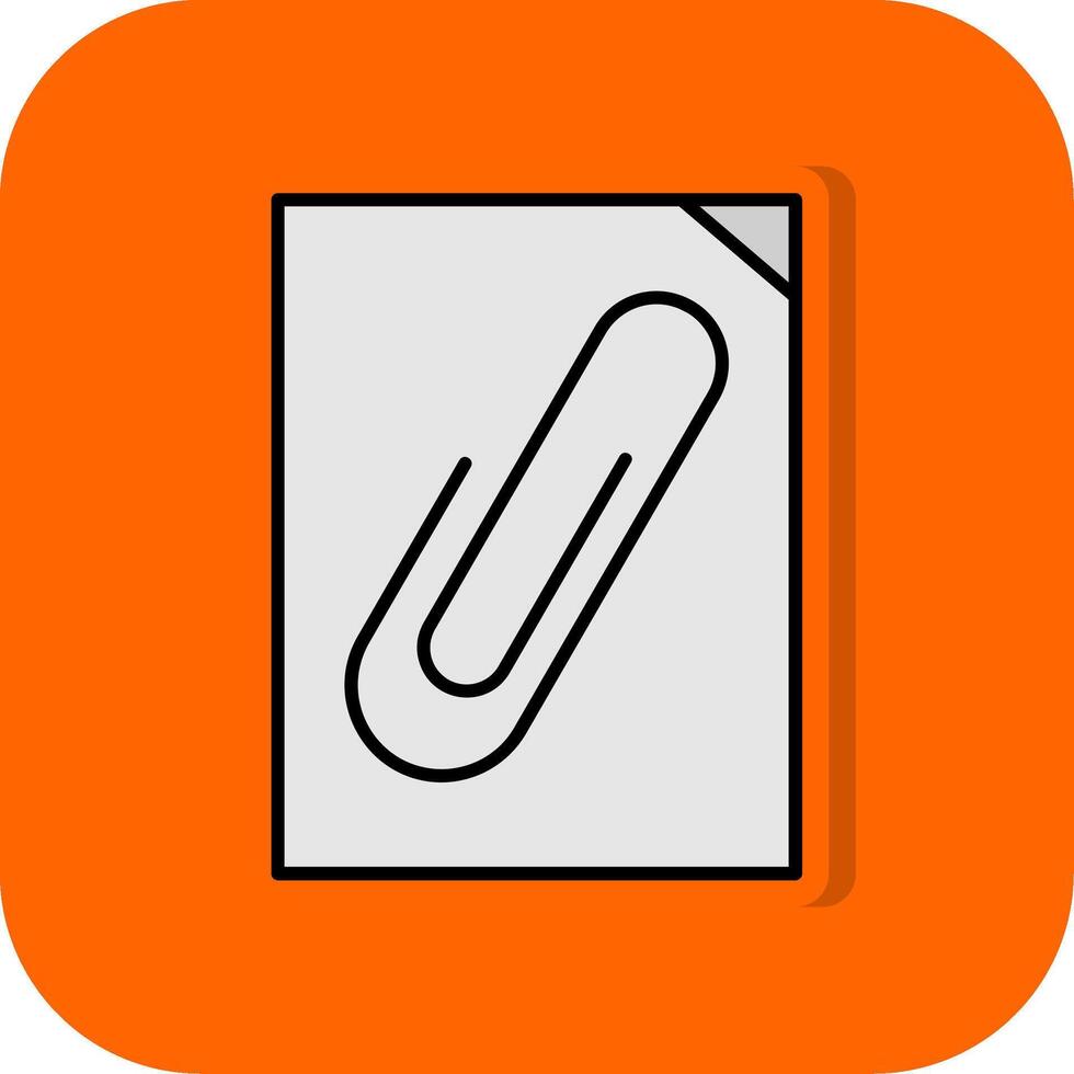 paperclip gevulde oranje achtergrond icoon vector
