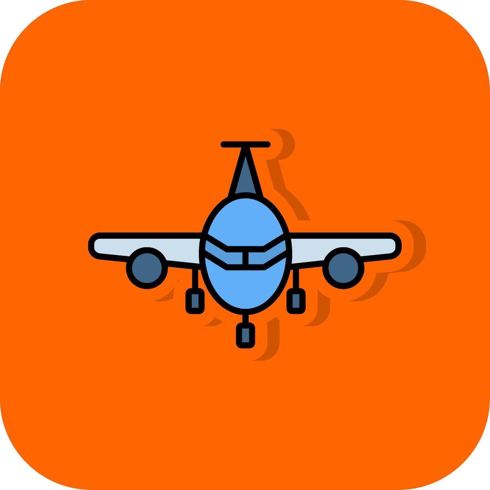 vliegtuig gevulde oranje achtergrond icoon vector