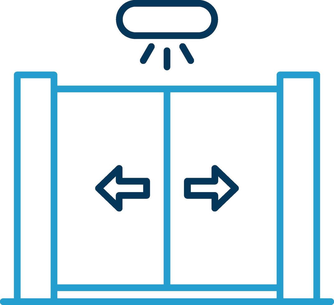 glijden deur lijn blauw twee kleur icoon vector