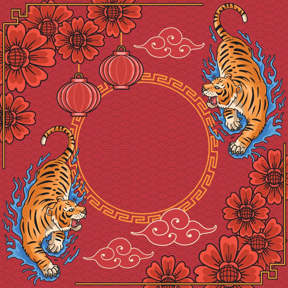 chinees nieuwjaar tijger ornament vector