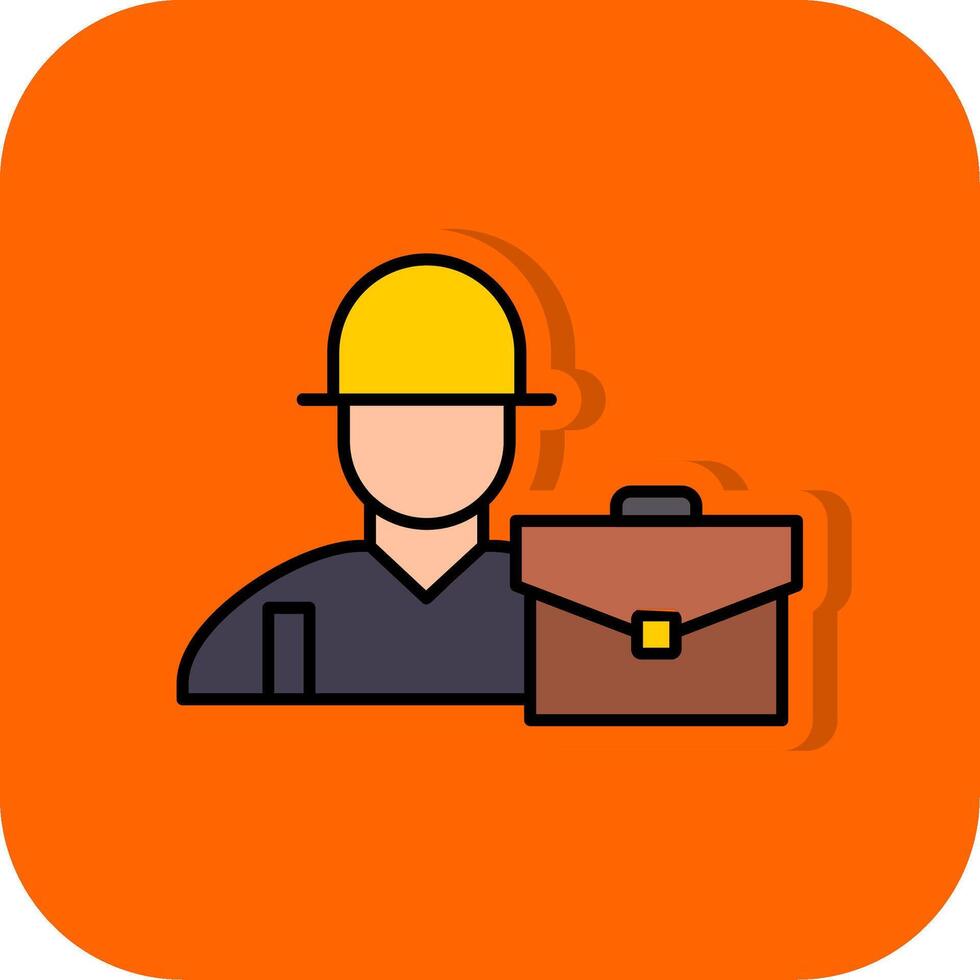 arbeider gevulde oranje achtergrond icoon vector