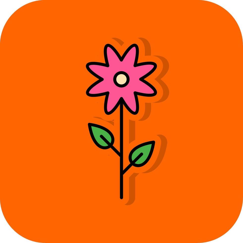 bloem gevulde oranje achtergrond icoon vector