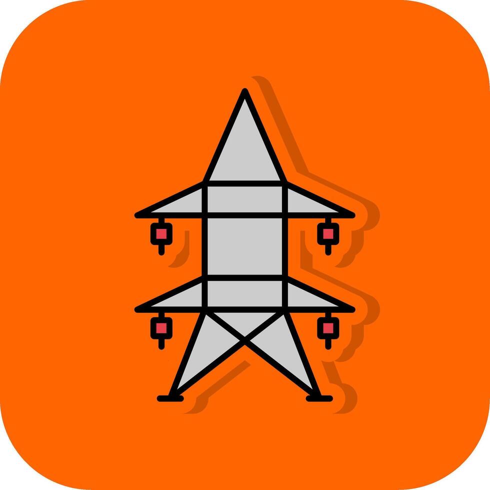 elektrisch toren gevulde oranje achtergrond icoon vector