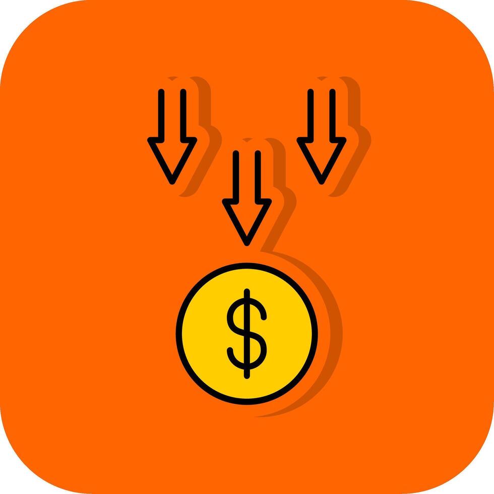 faillissement gevulde oranje achtergrond icoon vector