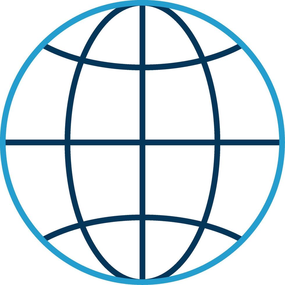 wereldwijd lijn blauw twee kleur icoon vector