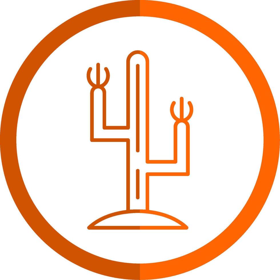cactus lijn oranje cirkel icoon vector