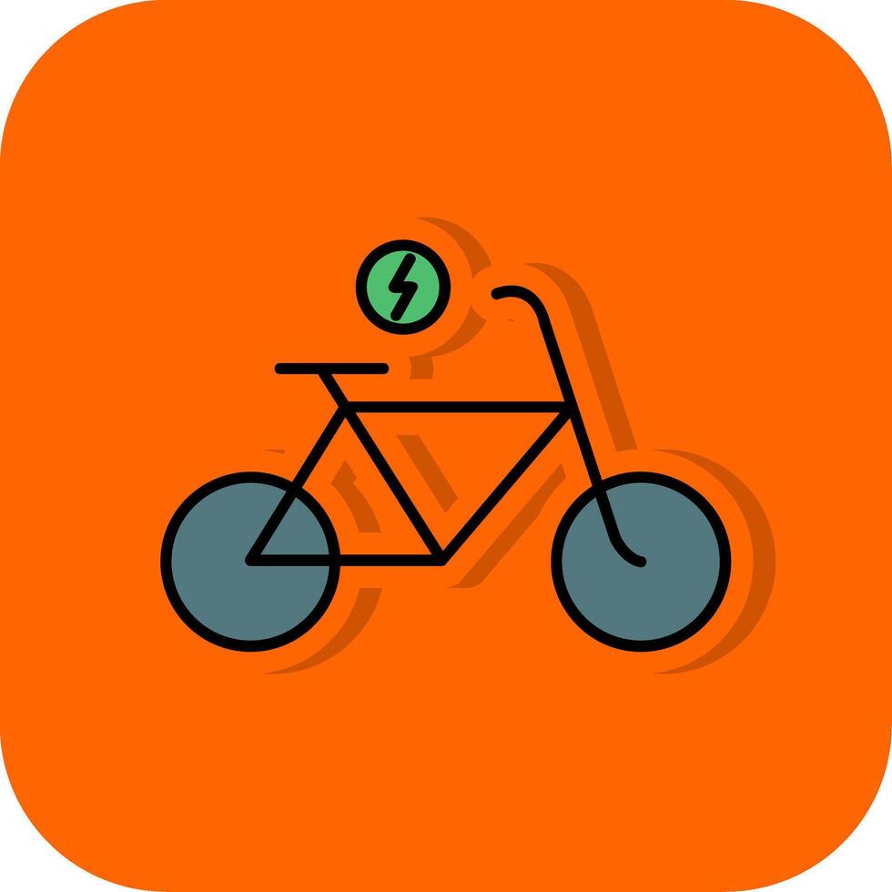 elektrisch fiets gevulde oranje achtergrond icoon vector