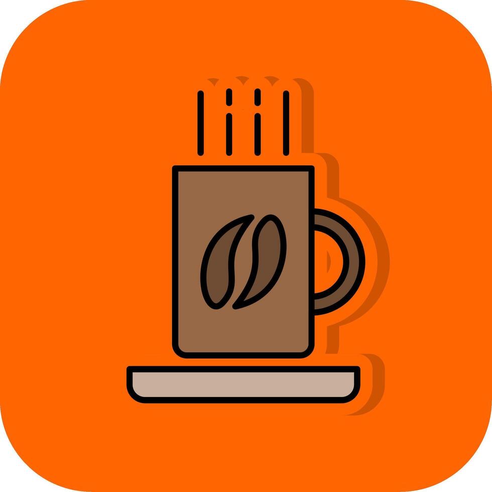 koffie mok gevulde oranje achtergrond icoon vector
