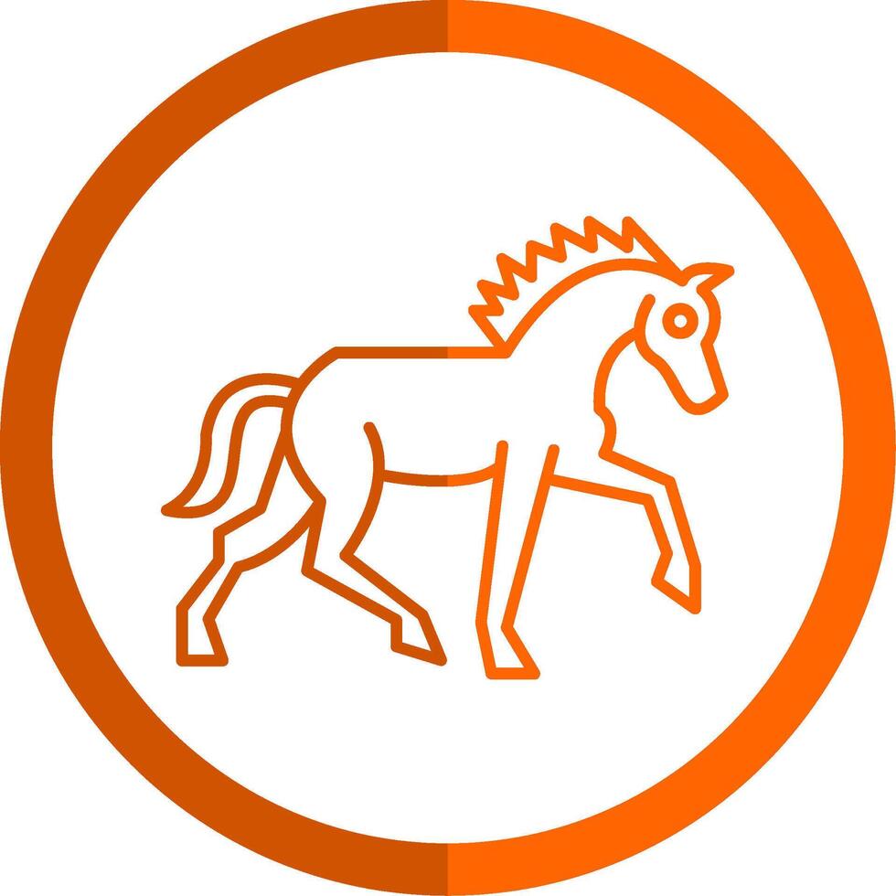 paard lijn oranje cirkel icoon vector