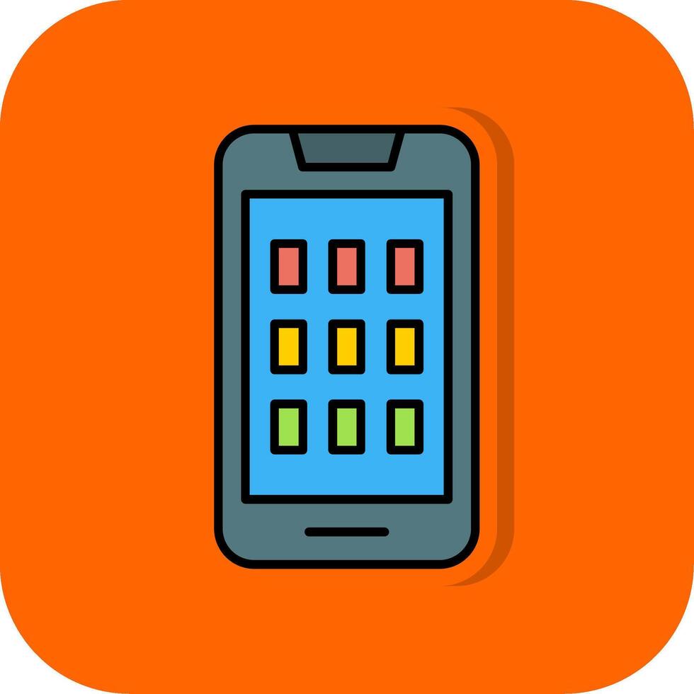 mobiel gevulde oranje achtergrond icoon vector