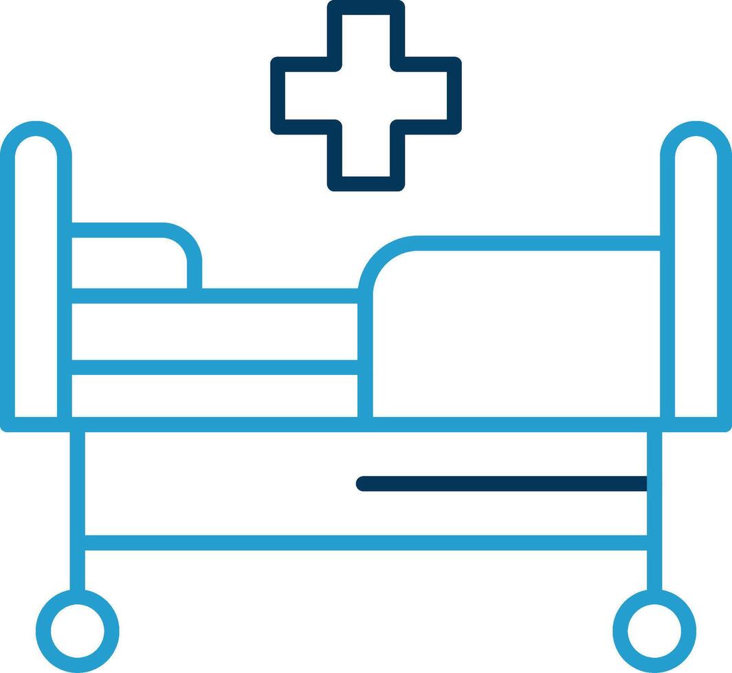 ziekenhuis bed lijn blauw twee kleur icoon vector