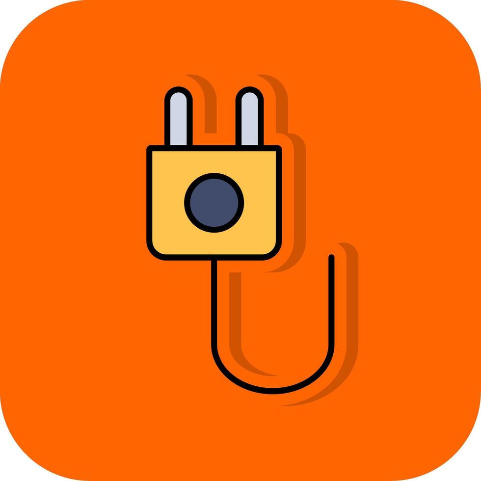 muur plug gevulde oranje achtergrond icoon vector