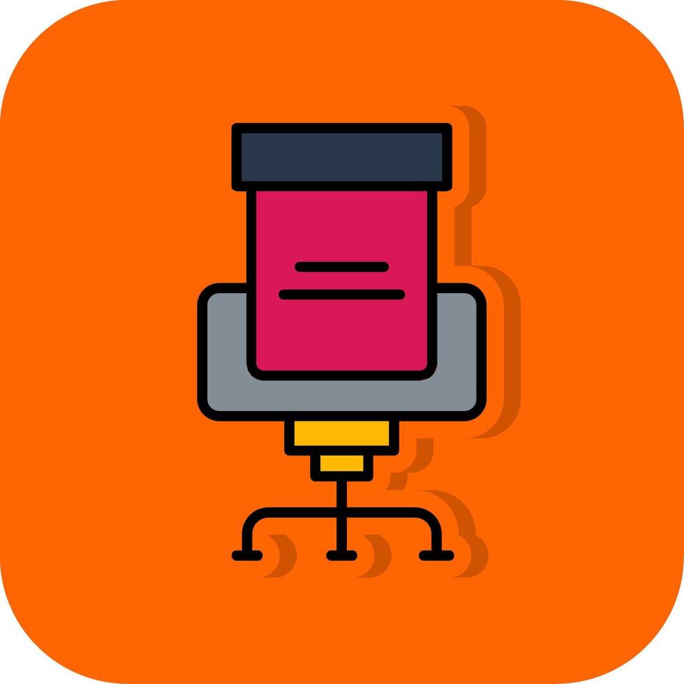 stoel gevulde oranje achtergrond icoon vector
