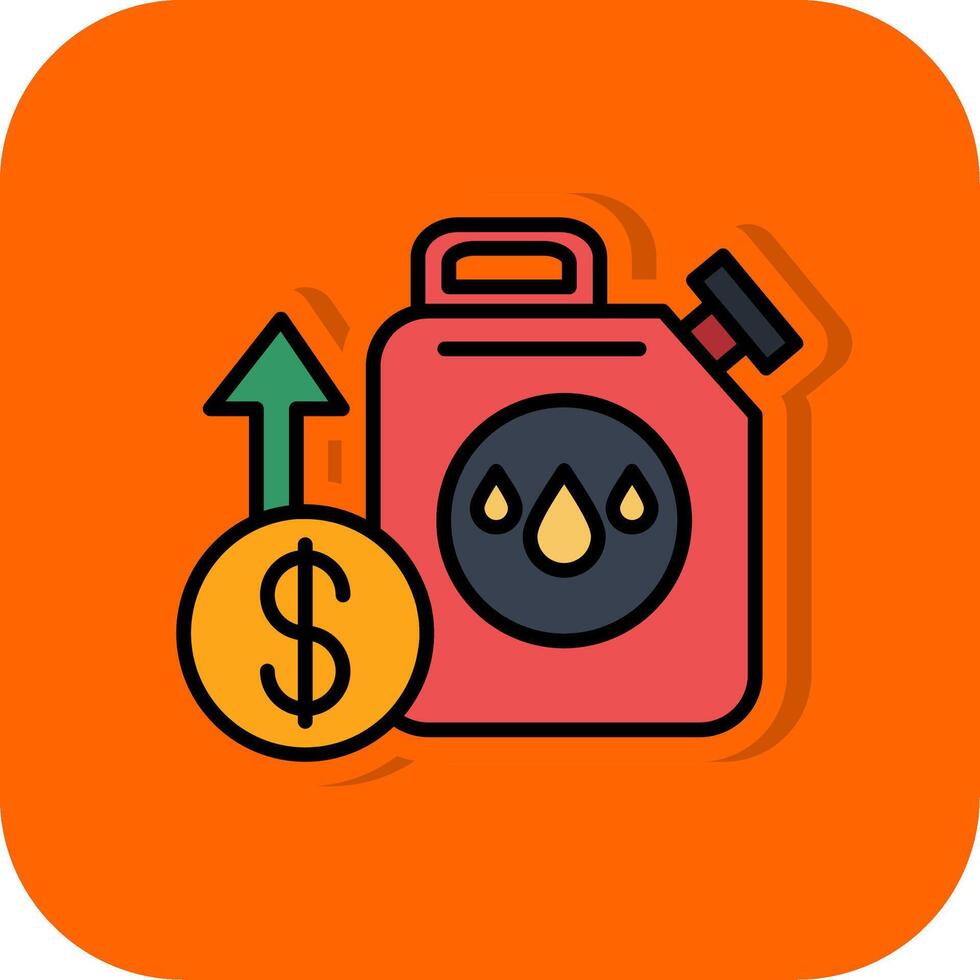 olie prijs gevulde oranje achtergrond icoon vector
