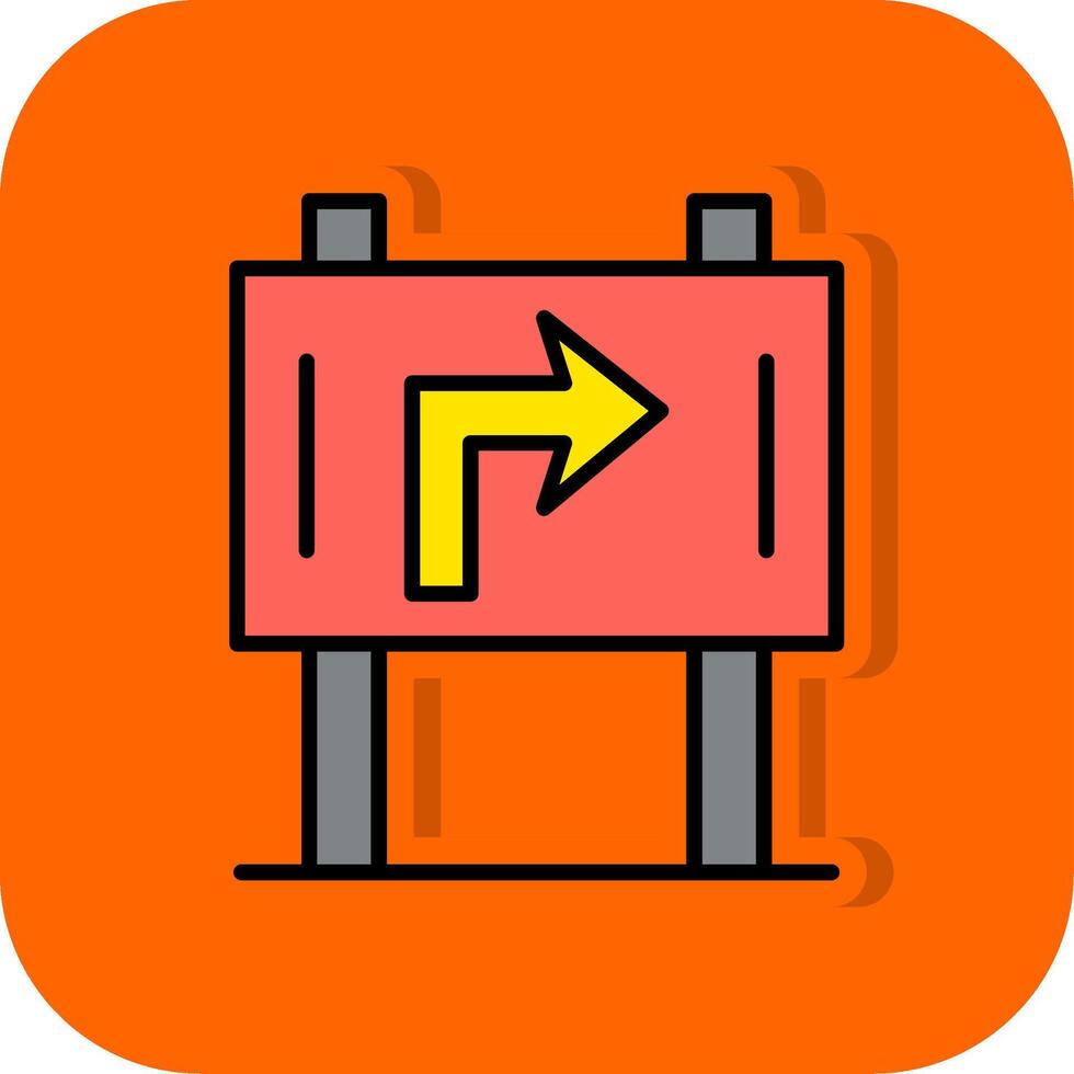 uithangbord Rechtsaf gevulde oranje achtergrond icoon vector