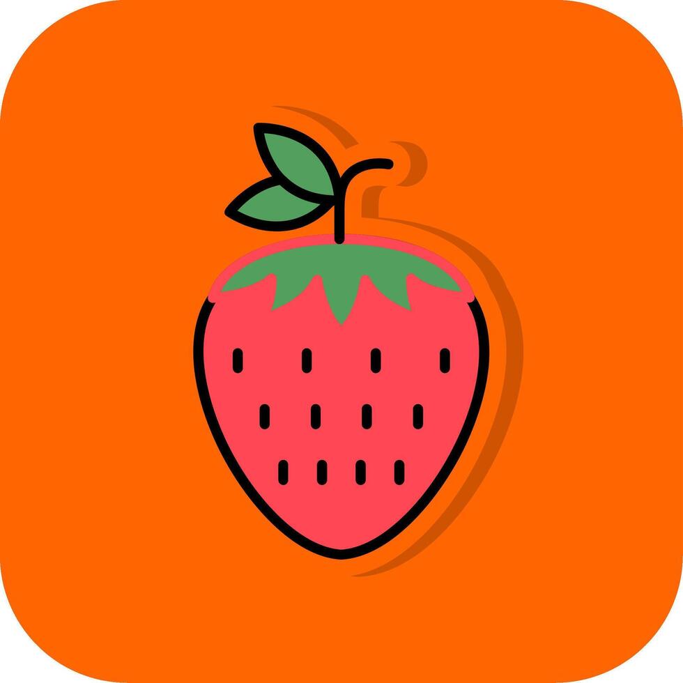 aardbeien gevulde oranje achtergrond icoon vector