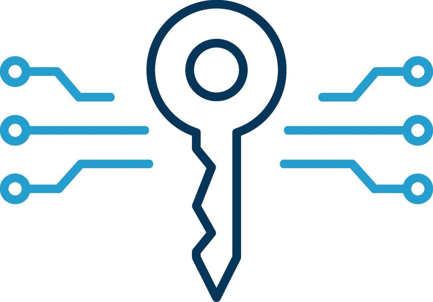 digitaal sleutel lijn blauw twee kleur icoon vector
