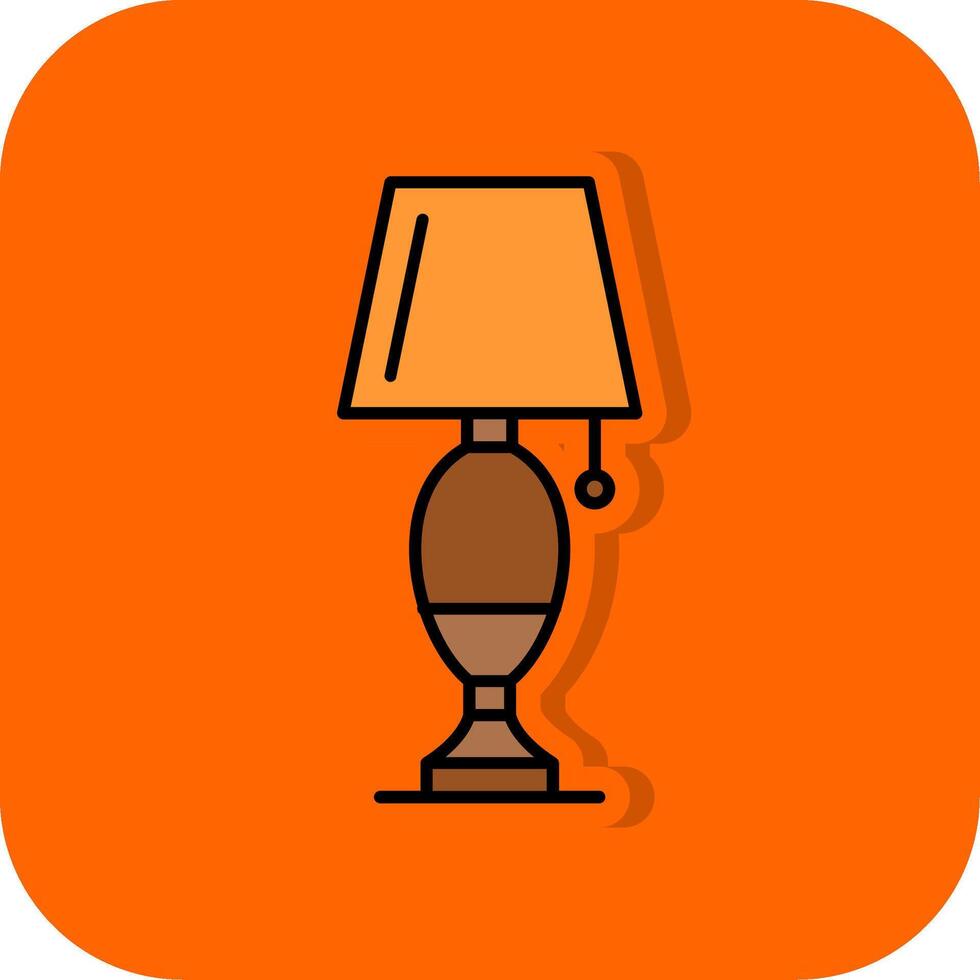 tafel lamp gevulde oranje achtergrond icoon vector