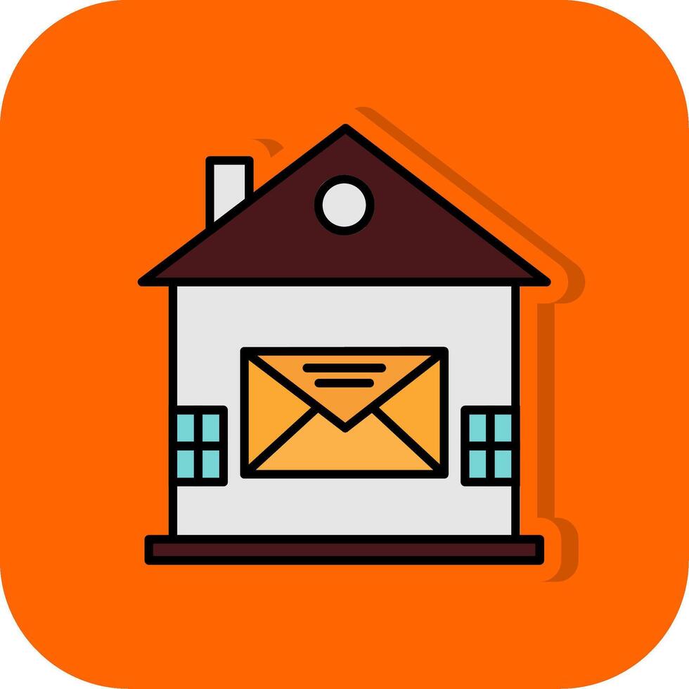 huis mail gevulde oranje achtergrond icoon vector