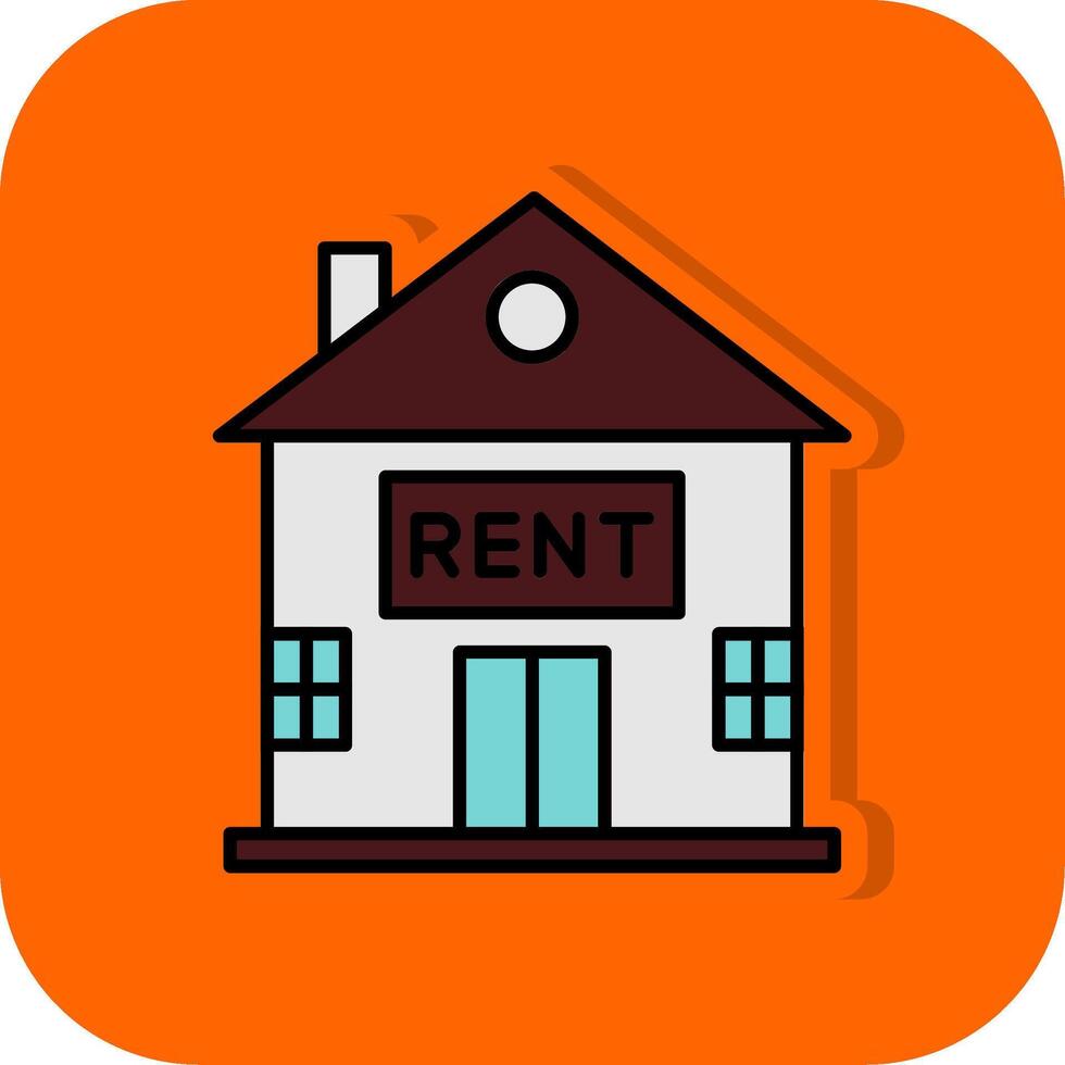 huis voor uitverkoop gevulde oranje achtergrond icoon vector