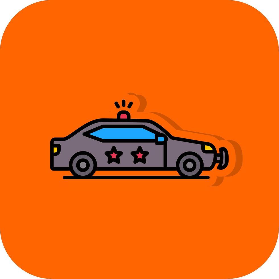 Politie auto gevulde oranje achtergrond icoon vector