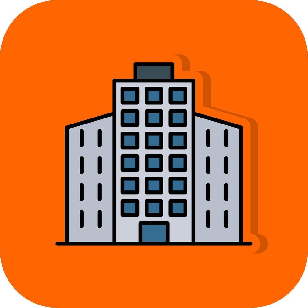 gebouw gevulde oranje achtergrond icoon vector