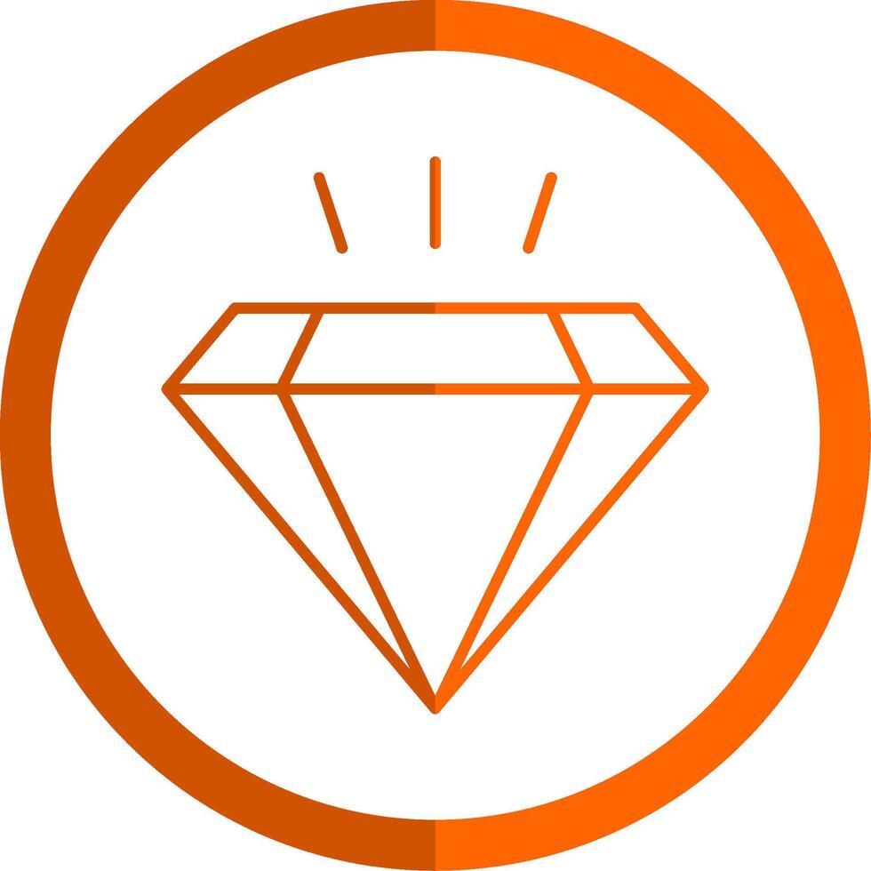 diamant lijn oranje cirkel icoon vector