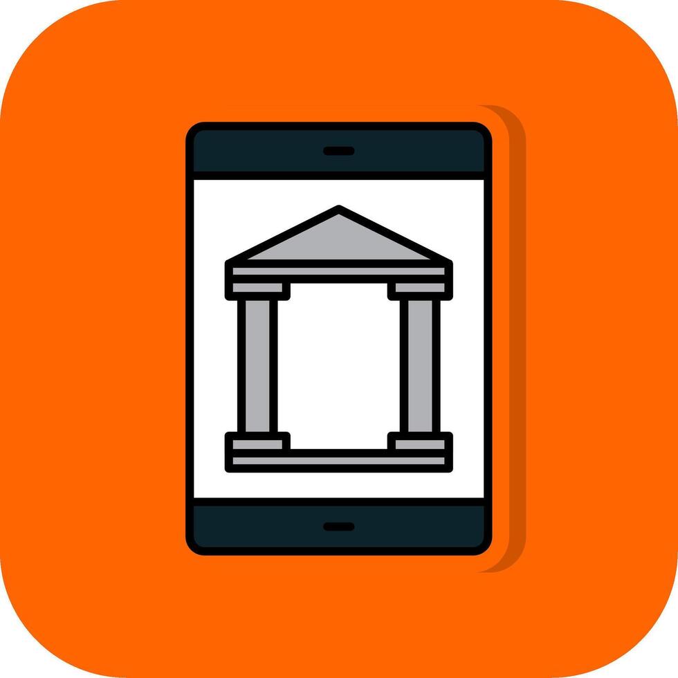 mobiel bank gevulde oranje achtergrond icoon vector