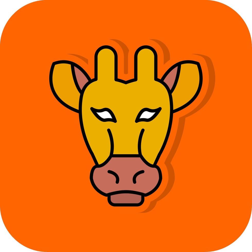 giraffe gevulde oranje achtergrond icoon vector