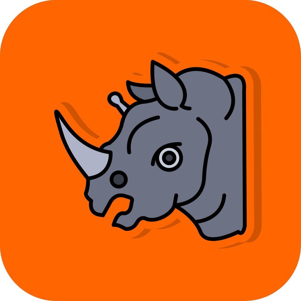 neushoorn gevulde oranje achtergrond icoon vector