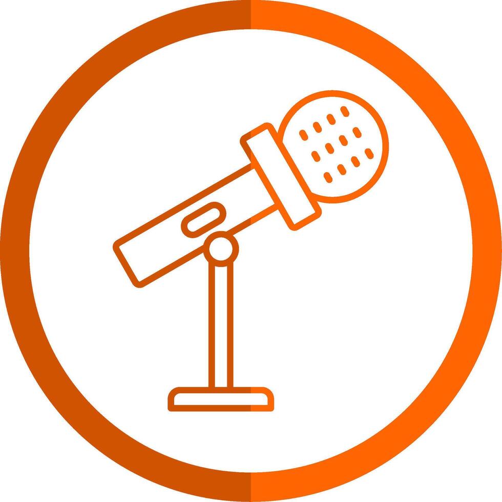 staan mic lijn oranje cirkel icoon vector