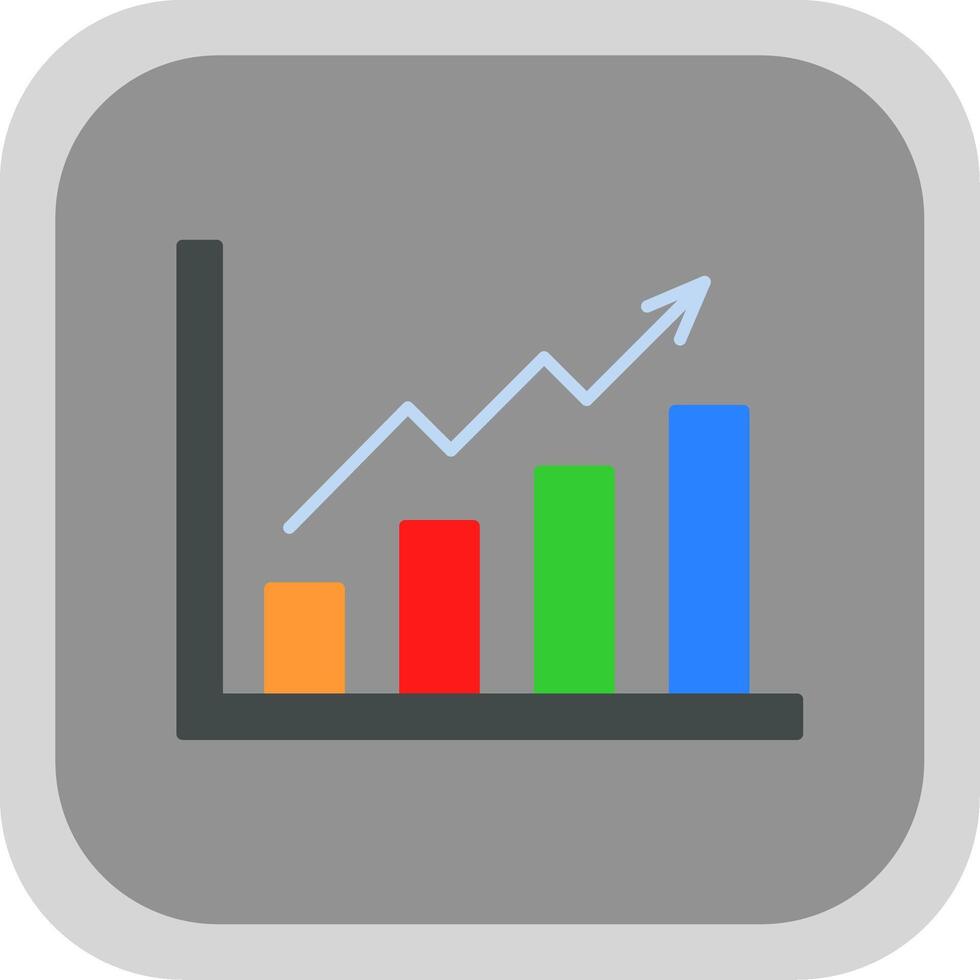 groei diagram vlak ronde hoek icoon vector