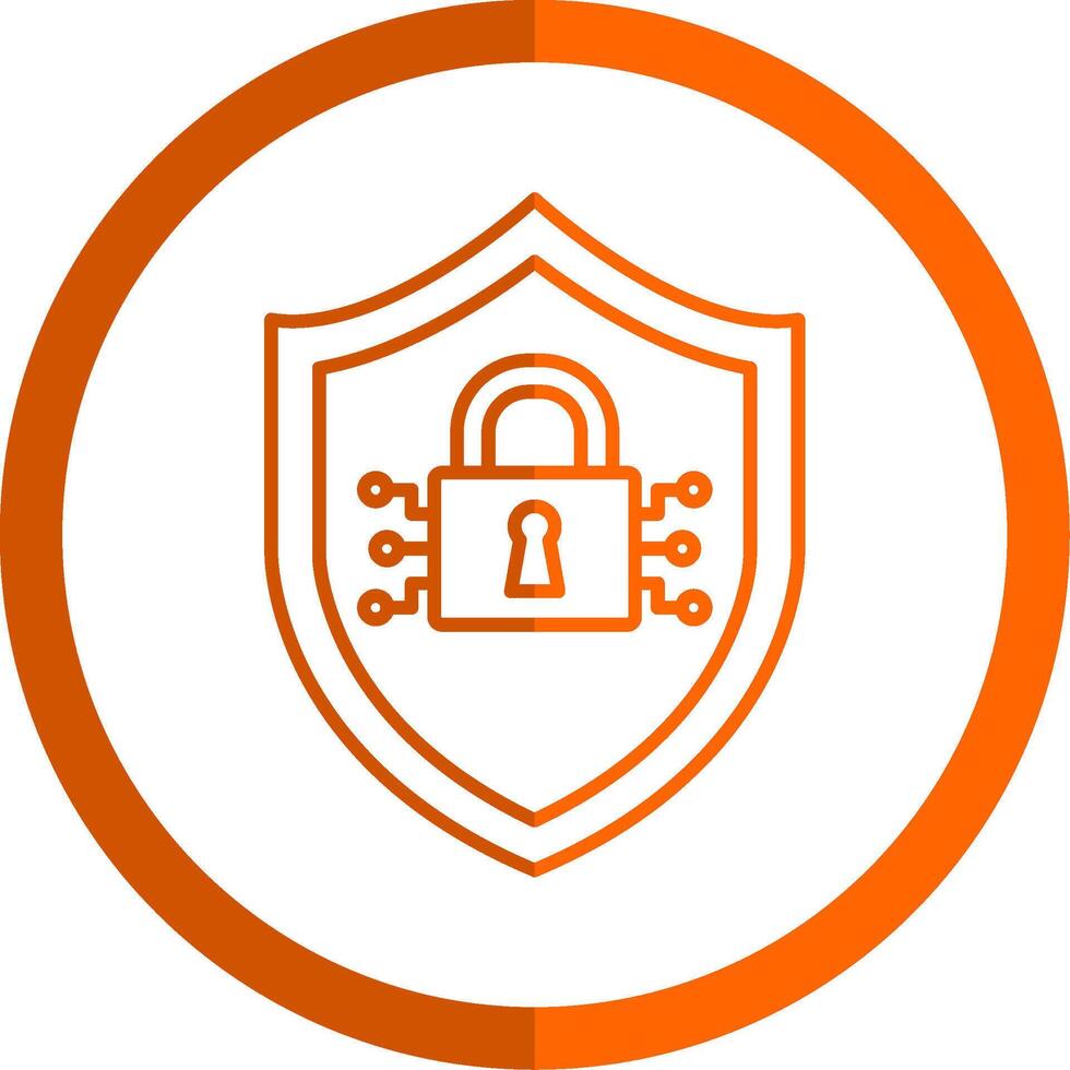 cyber veiligheid lijn oranje cirkel icoon vector
