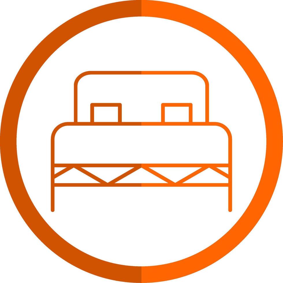 dubbele bed lijn oranje cirkel icoon vector