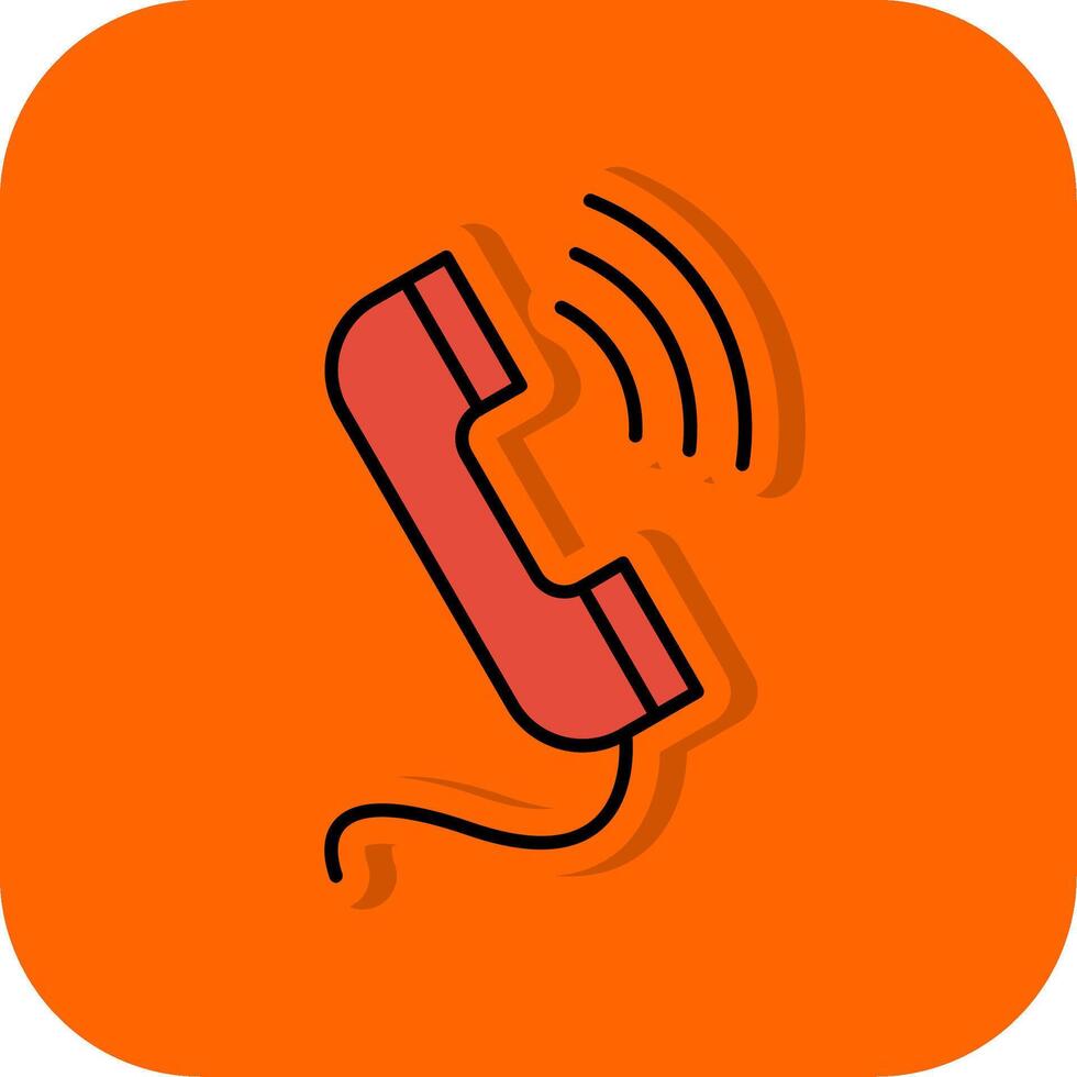 telefoon telefoontje gevulde oranje achtergrond icoon vector